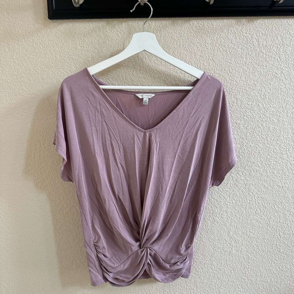 Lucky Brand Mauve V-Neck Twist Blouse